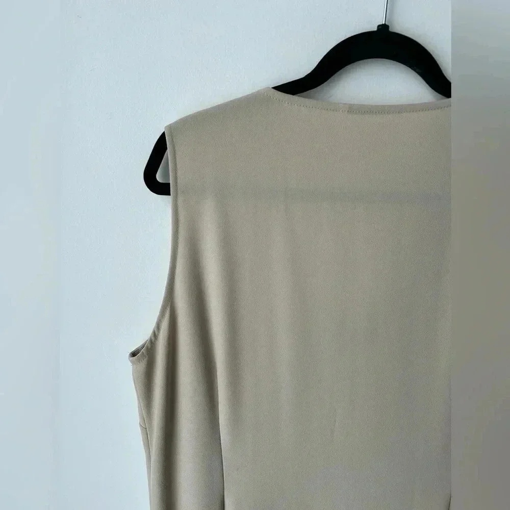 Wallis Long Crepe Vest Duster Minimalist Sleeveless Cardigan Neutral Capsule - Picture 9 of 12